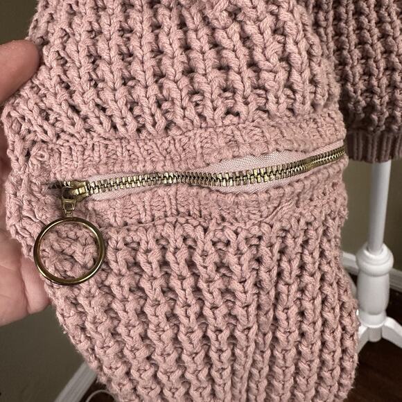 Guess sweater Chucky ribs Women XL Blush Cotton Blend Zip arm - Picture 7 of 16